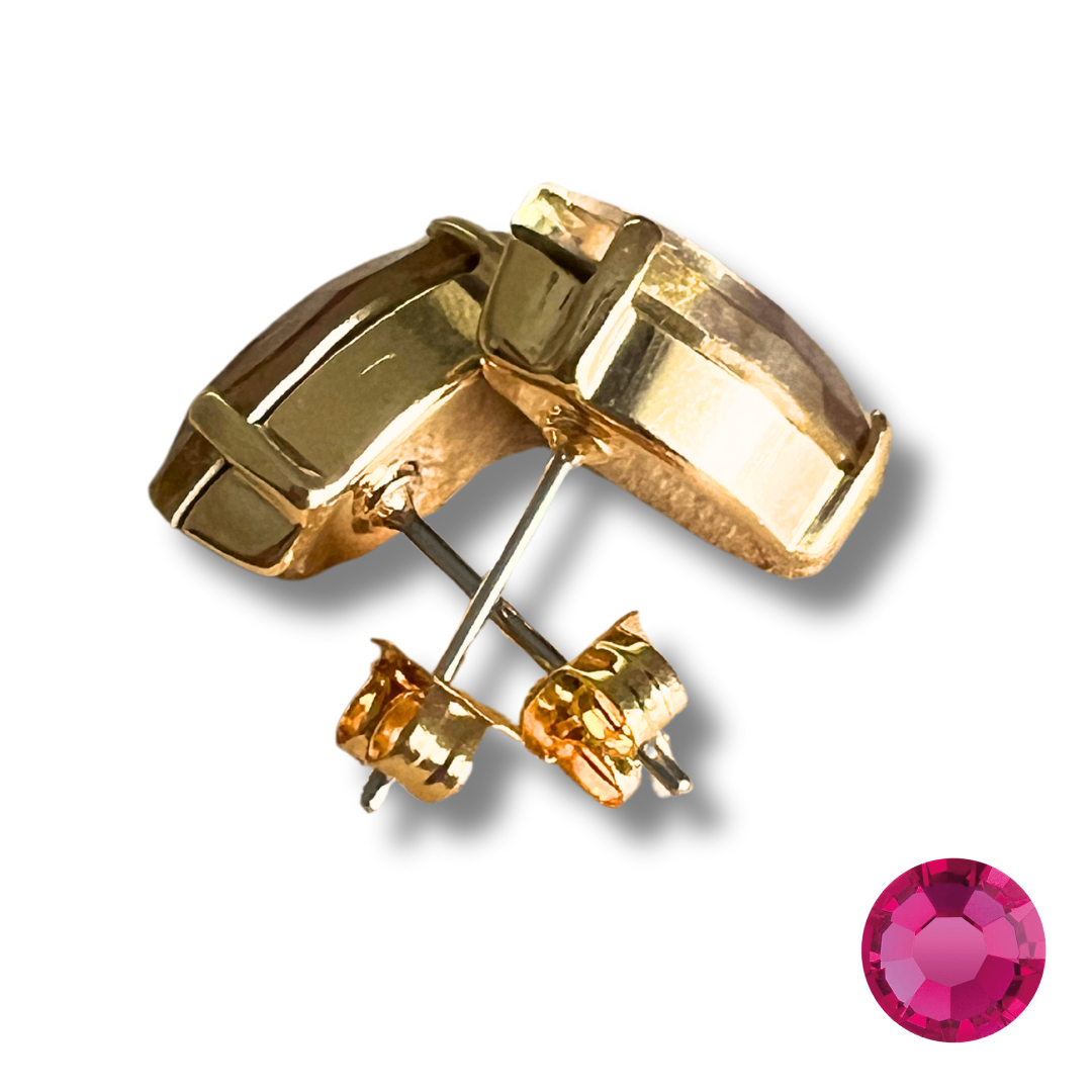 NAVETTE STUD EARRINGS | FUSHIA