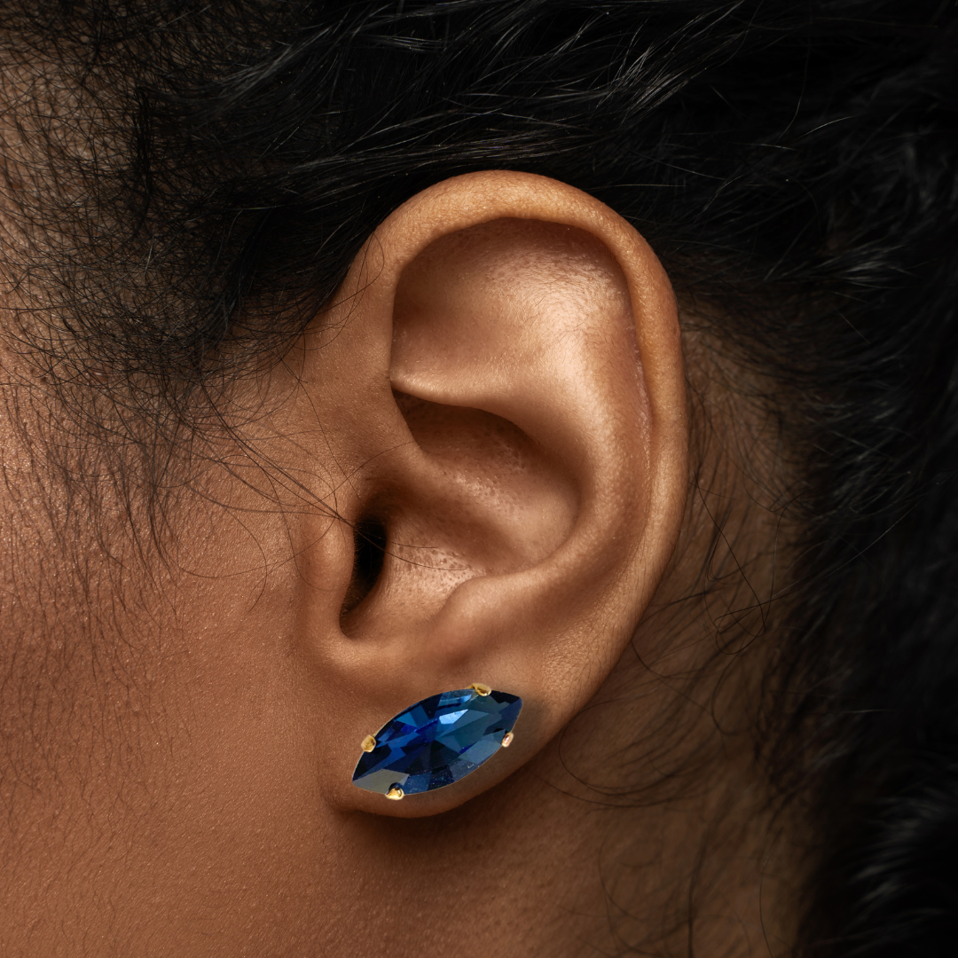 NAVETTE STUD EARRINGS | MIDNIGHT