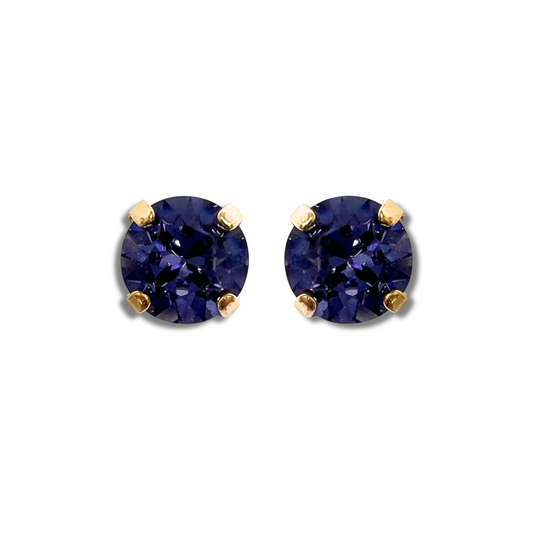 ROUND STUD EARRINGS | TANZANITE