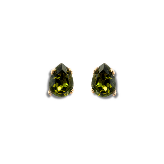 PEAR STUD EARRINGS | OLIVINE