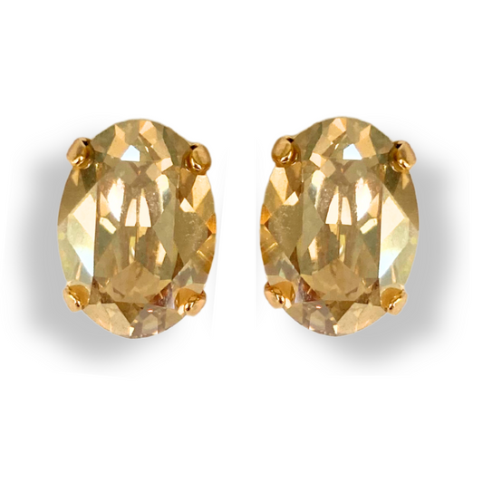 OVAL STUD EARRINGS | GOLDEN