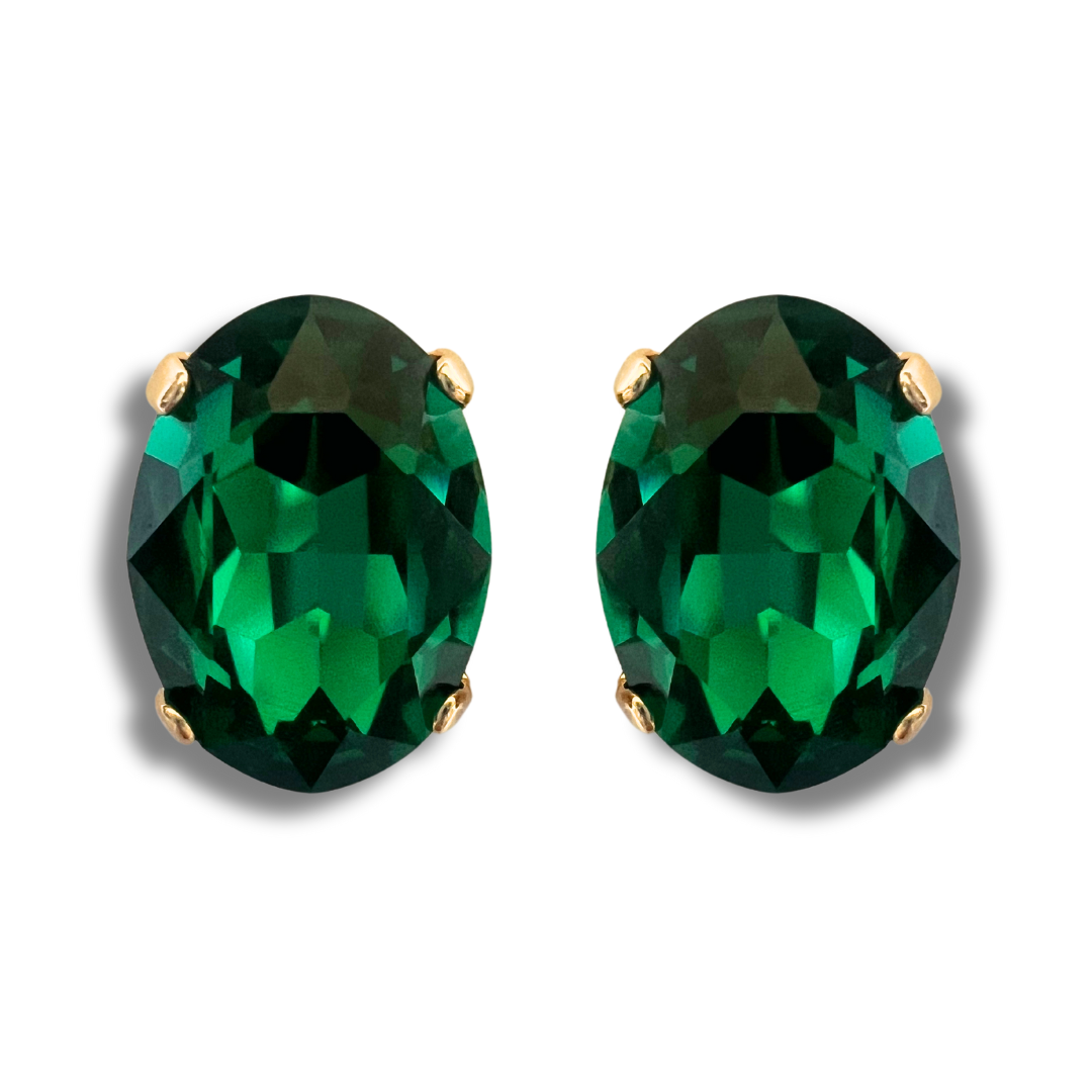 OVAL STUD EARRINGS | EMERALD