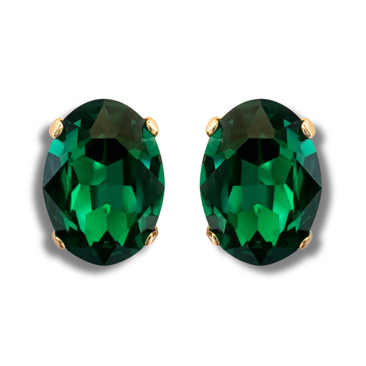 OVAL STUD EARRINGS | EMERALD
