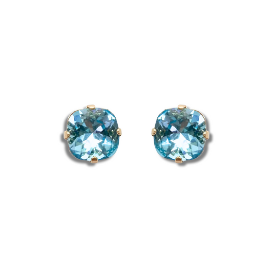 SQUARE STUD EARRINGS | AQUAMARINE