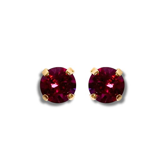 ROUND STUD EARRINGS | FUSHIA