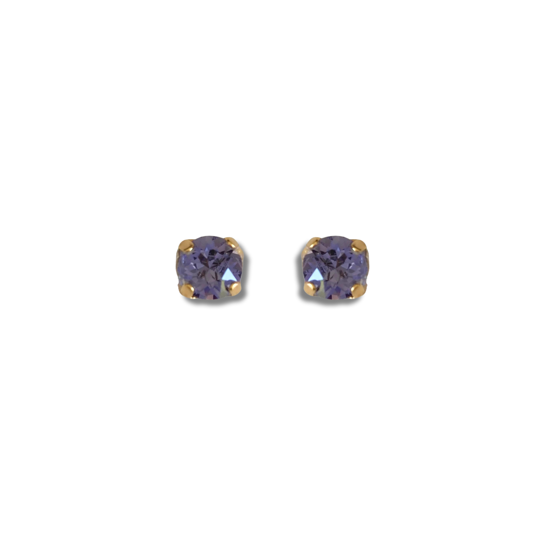 ROUND SMALL STUD EARRINGS | TANZANITE