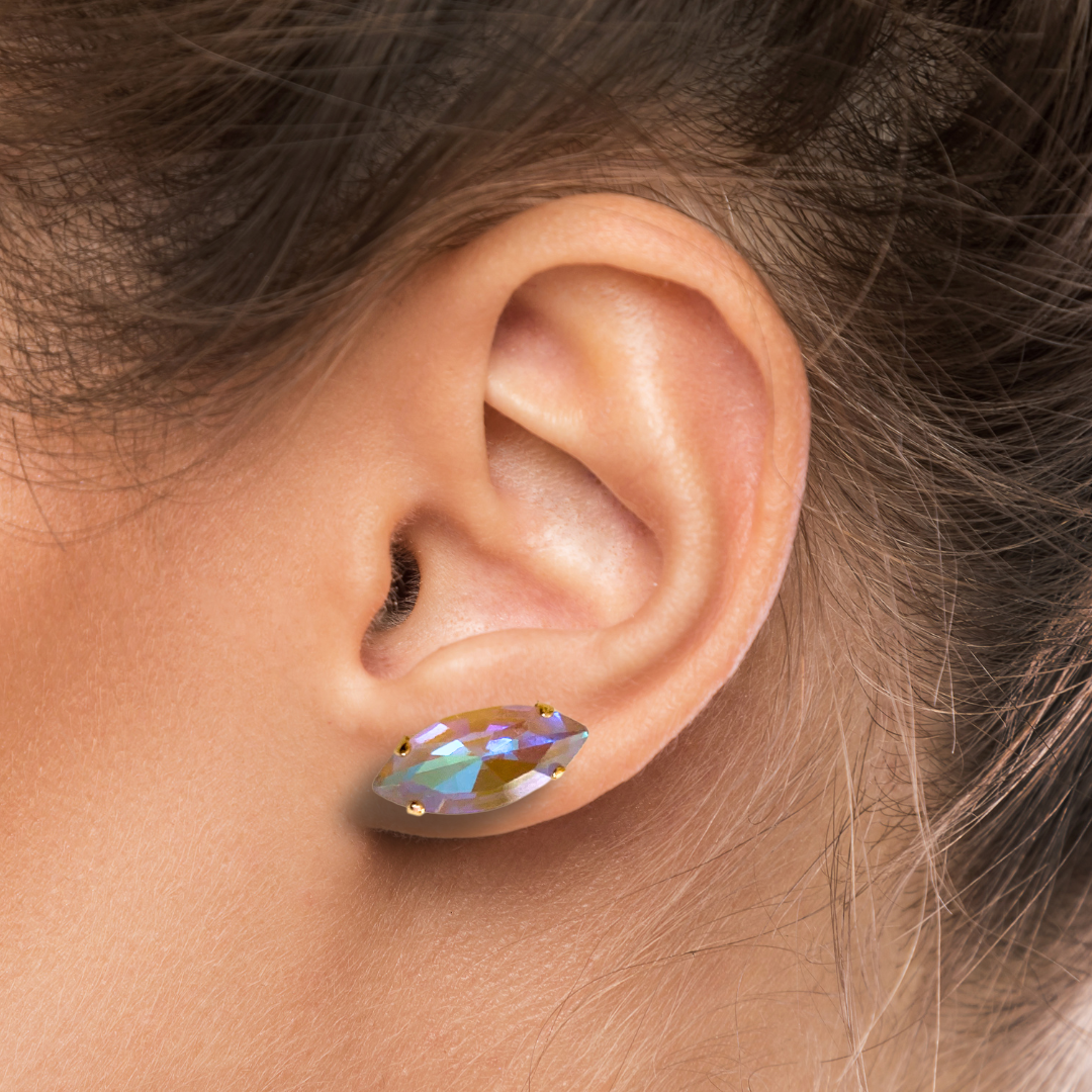 NAVETTE STUD EARRINGS | CAPPUCHINO