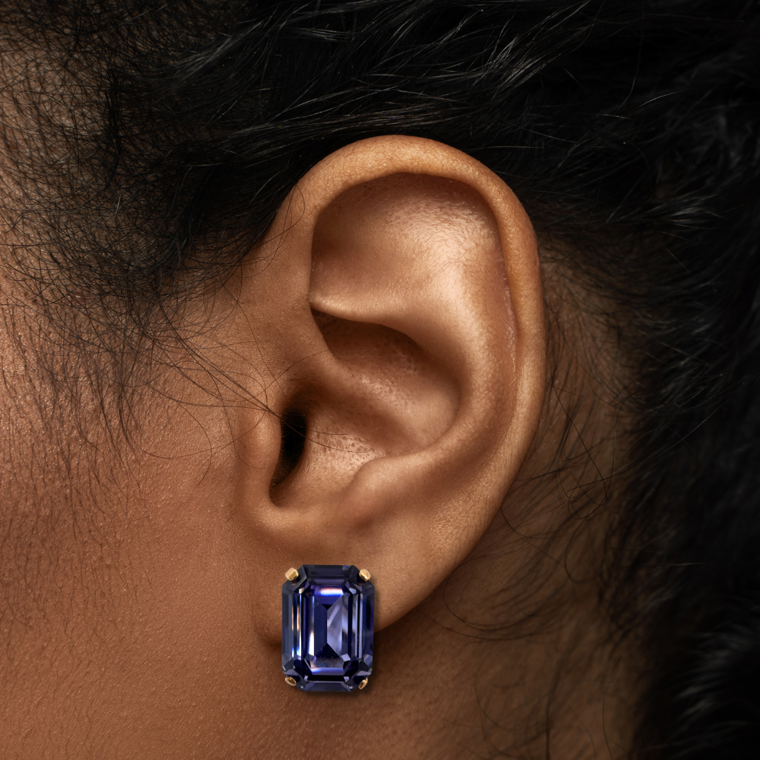 OCTAGON STUD EARRINGS | TANZANITE