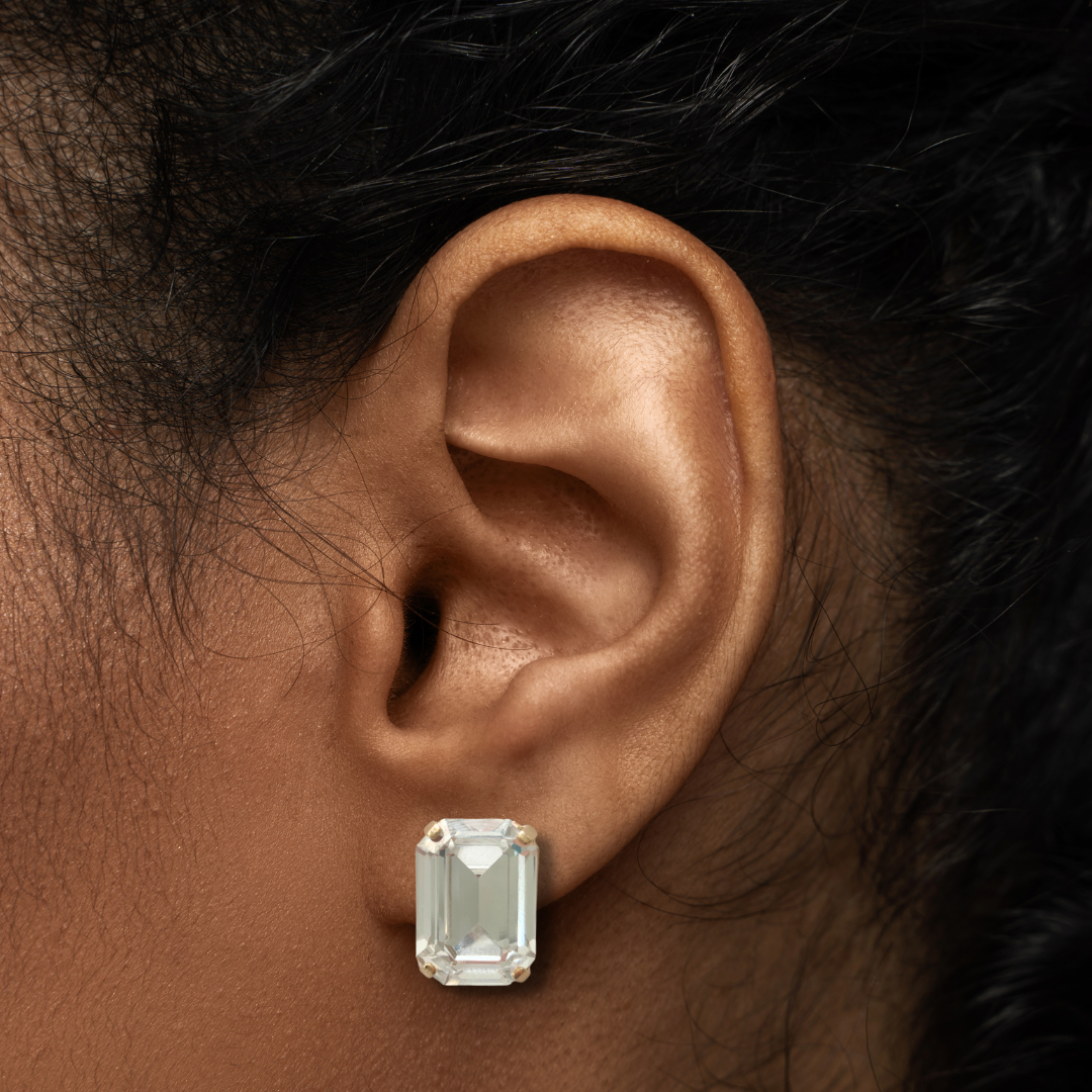 OCTAGON STUD EARRINGS | CRYSTAL