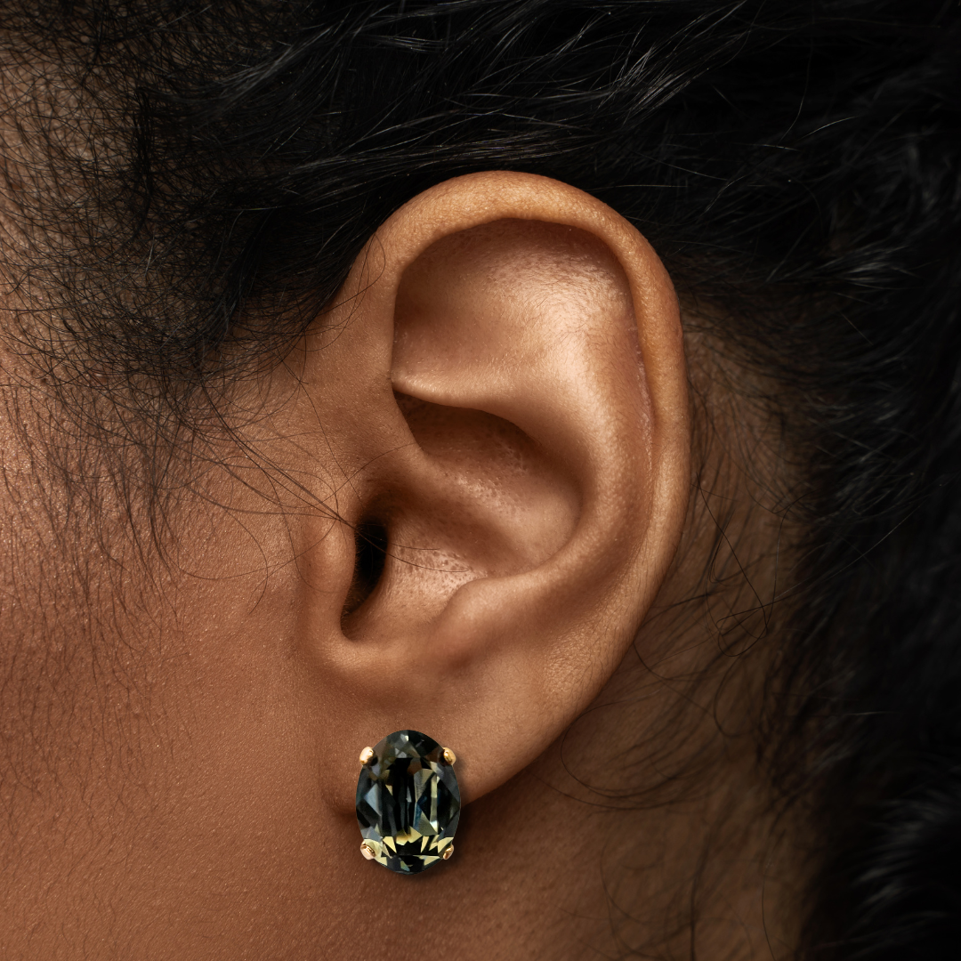 OVAL STUD EARRINGS | BLACK DIAMOND