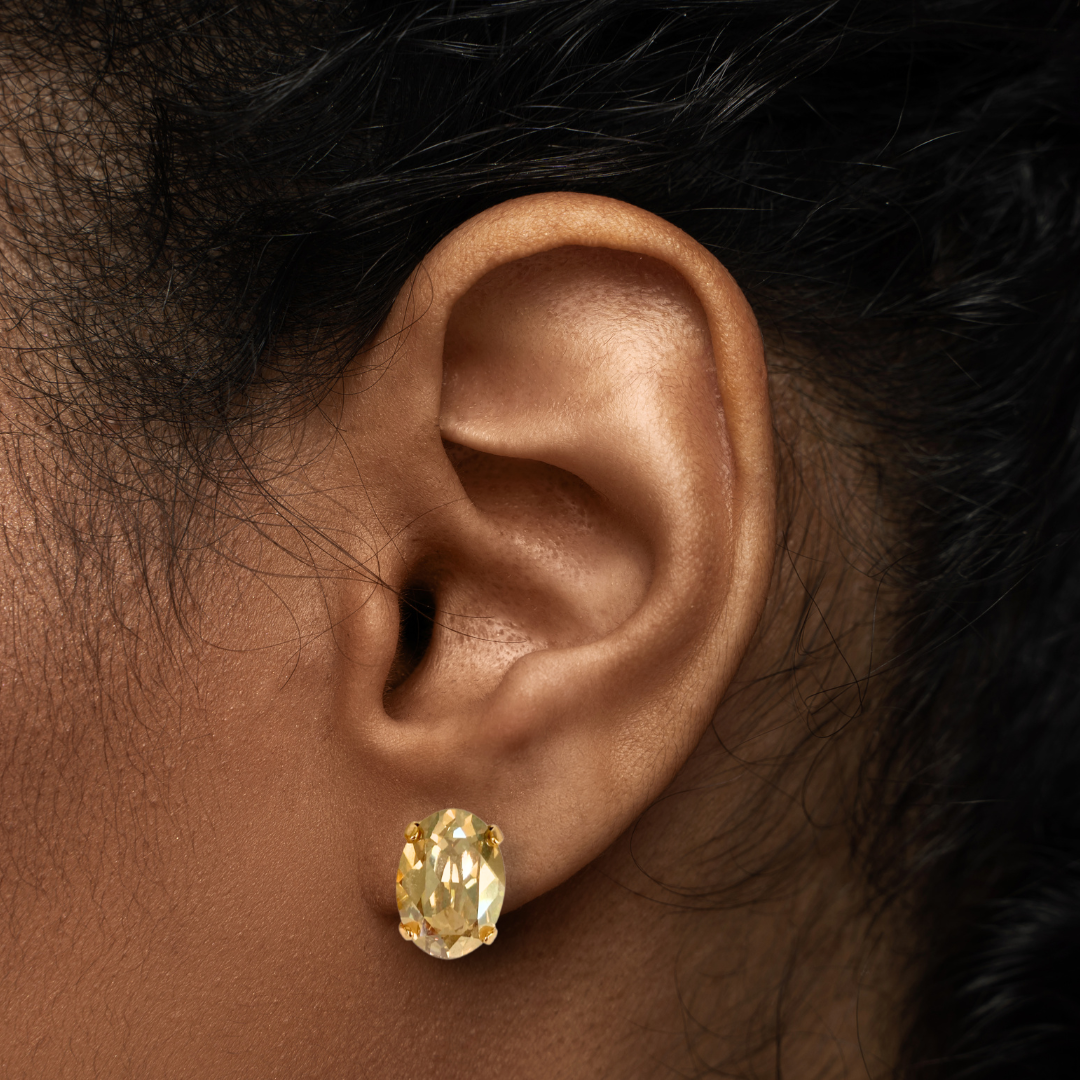 OVAL STUD EARRINGS | GOLDEN