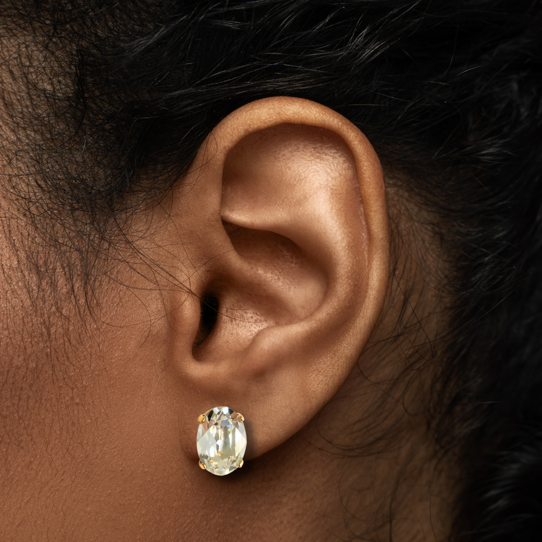 OVAL STUD EARRINGS | CRYSTAL