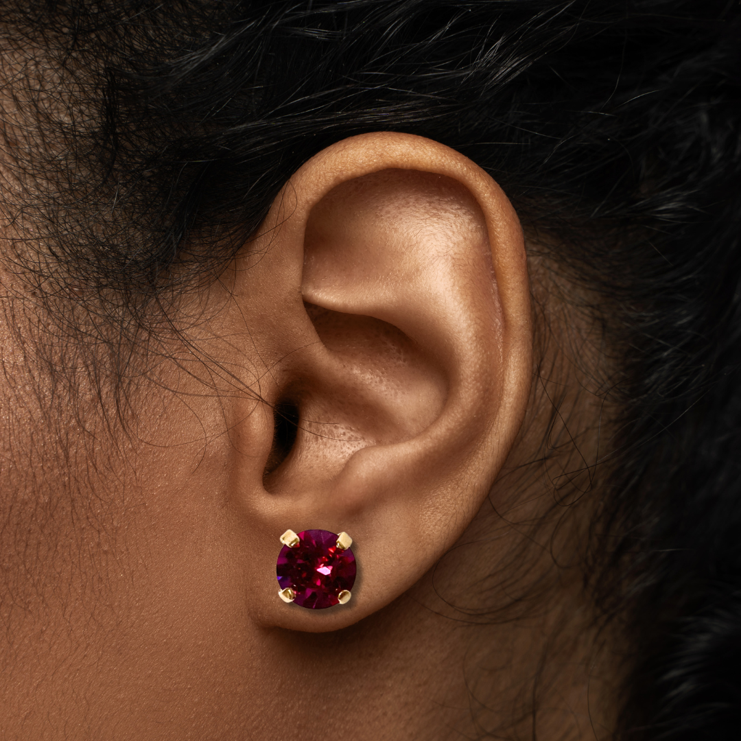 ROUND STUD EARRINGS | FUSHIA
