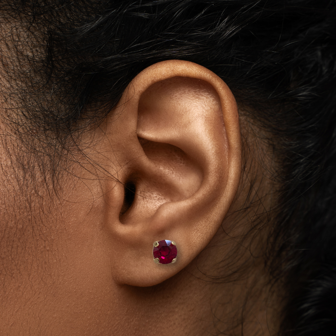 ROUND SMALL STUD EARRINGS | RUBY
