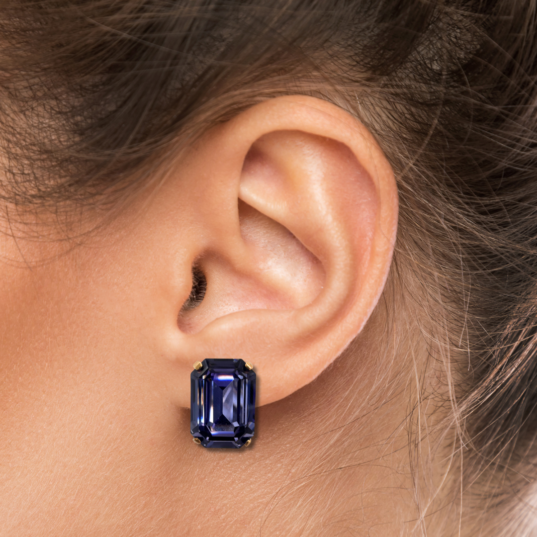 OCTAGON STUD EARRINGS | TANZANITE