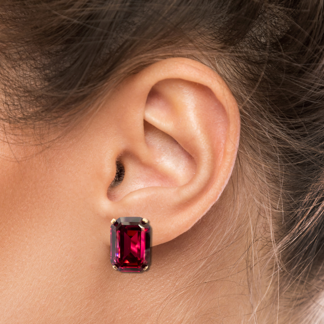 OCTAGON STUD EARRINGS | ROSE