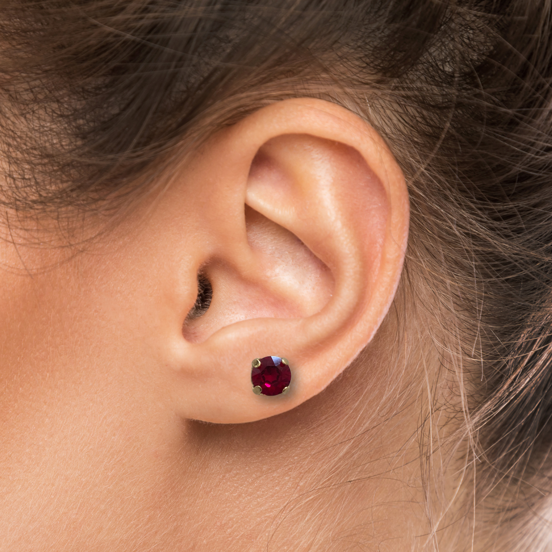 ROUND SMALL STUD EARRINGS | RUBY