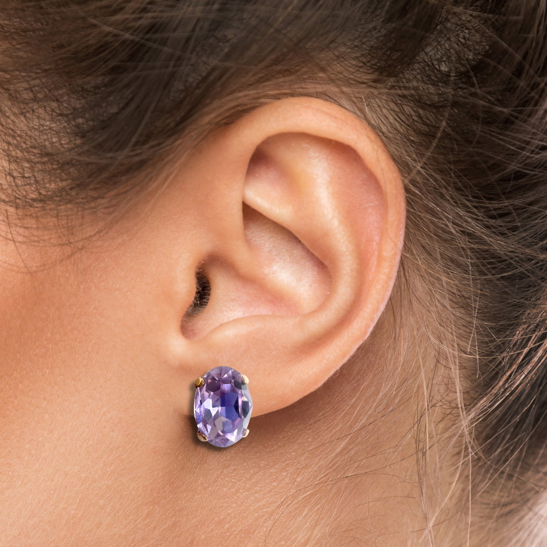 OVAL STUD EARRINGS | LAVENDER