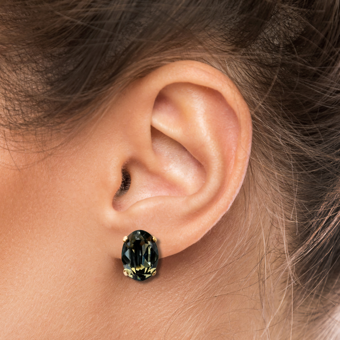 OVAL STUD EARRINGS | BLACK DIAMOND