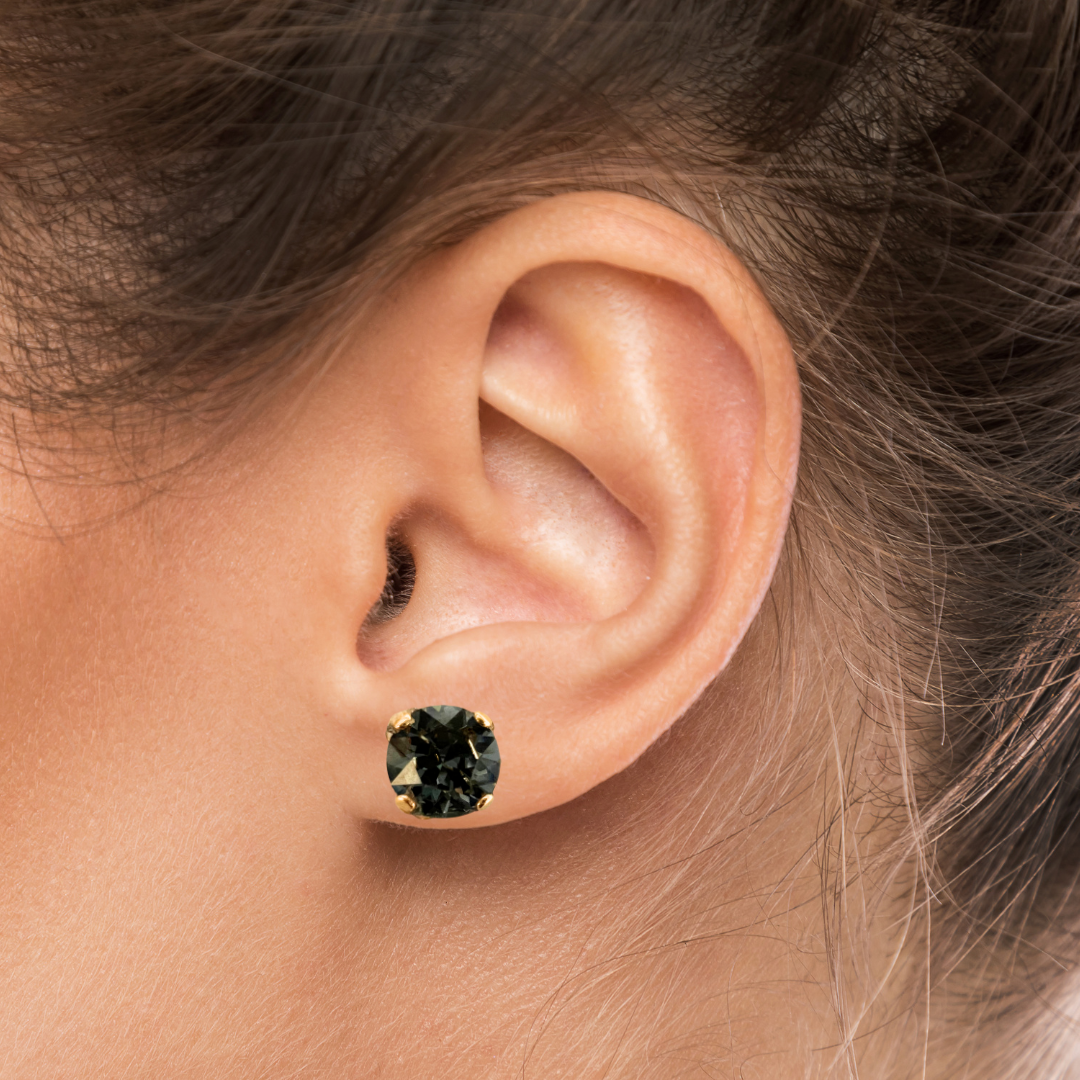 ROUND STUD EARRINGS | BLACK DIAMOND