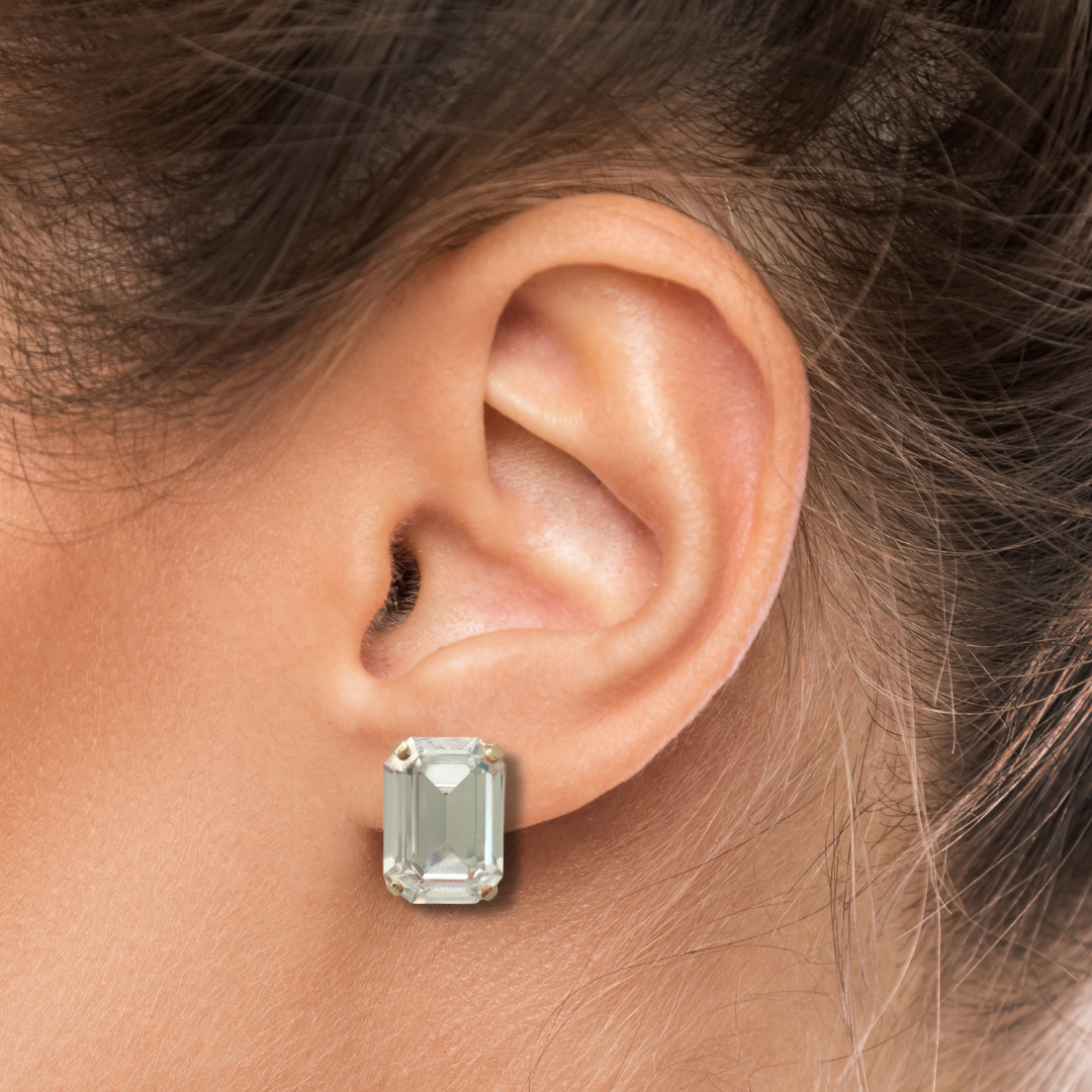 OCTAGON STUD EARRINGS | CRYSTAL