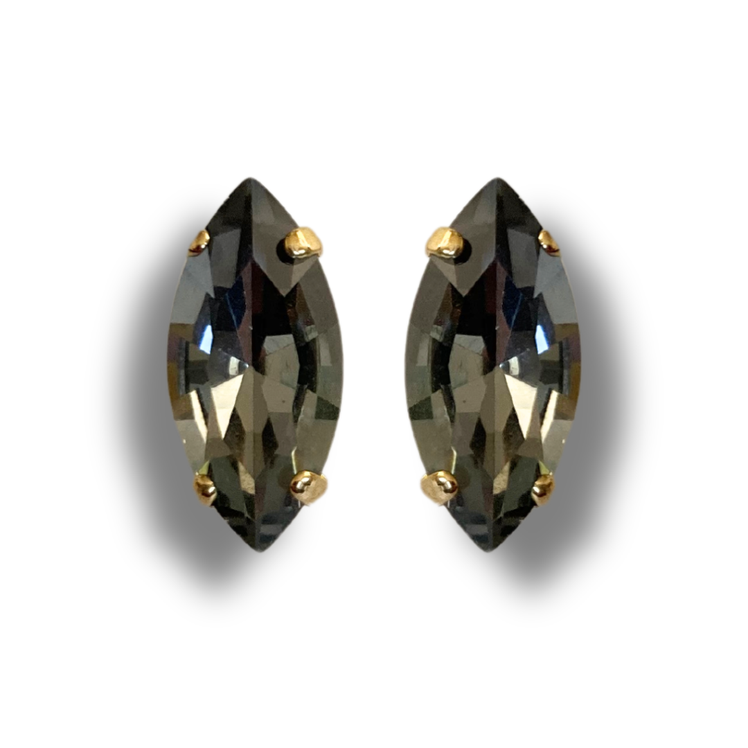 NAVETTE STUD EARRINGS | BLACK DIAMOND