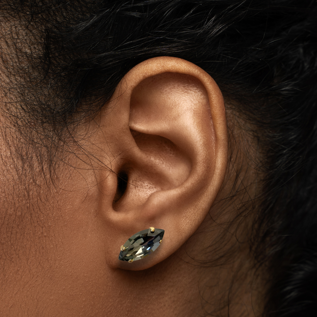 NAVETTE STUD EARRINGS | BLACK DIAMOND