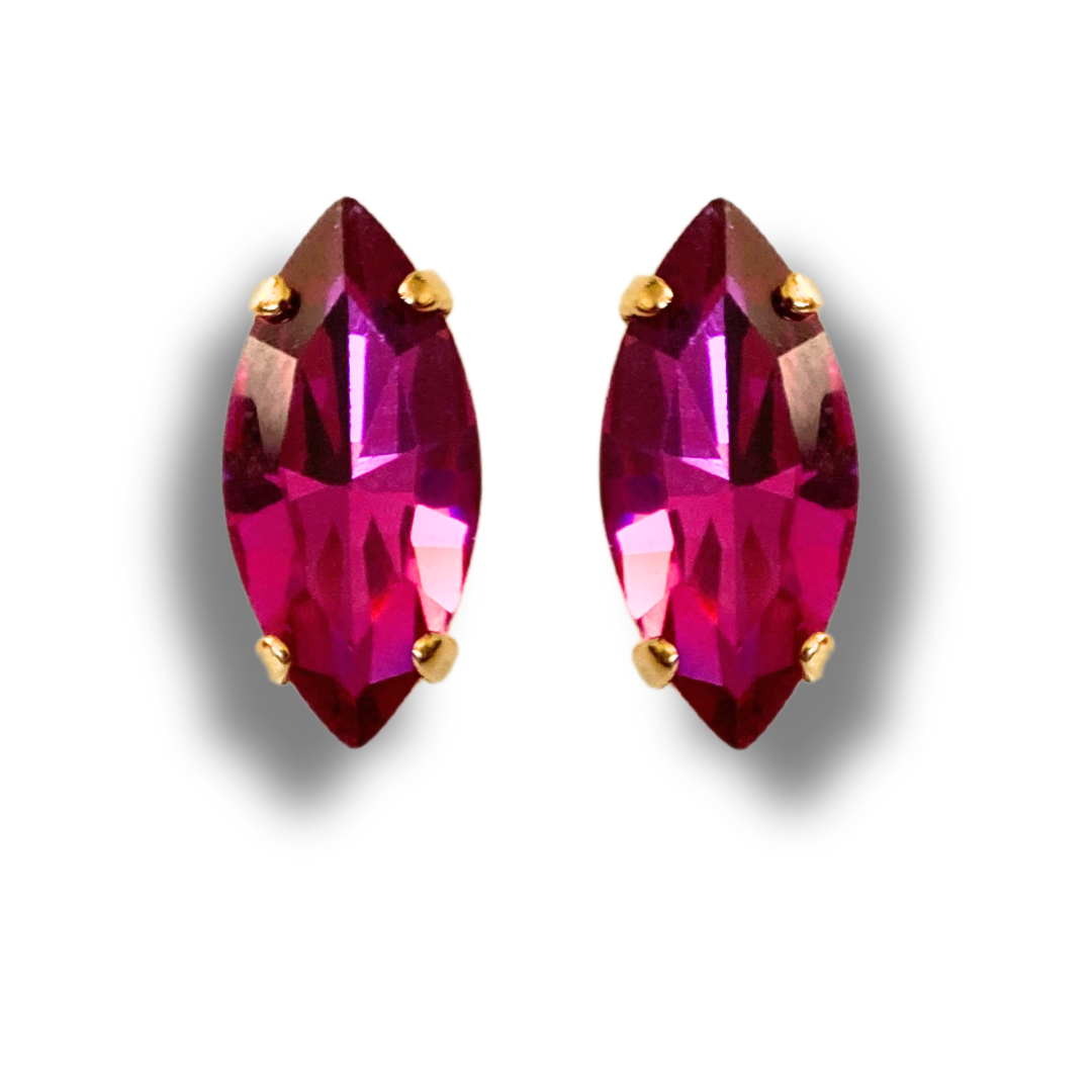 NAVETTE STUD EARRINGS | FUSHIA