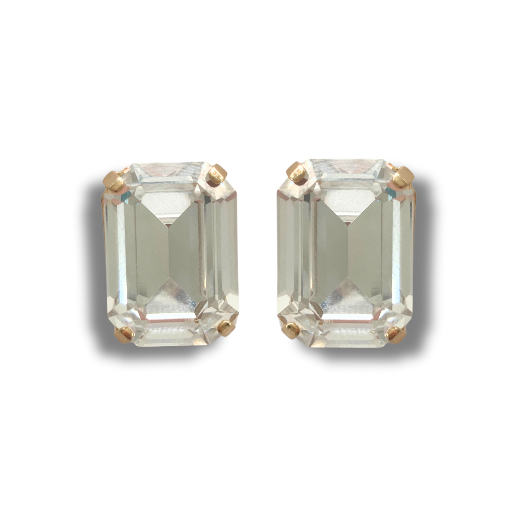 OCTAGON STUD EARRINGS | CRYSTAL