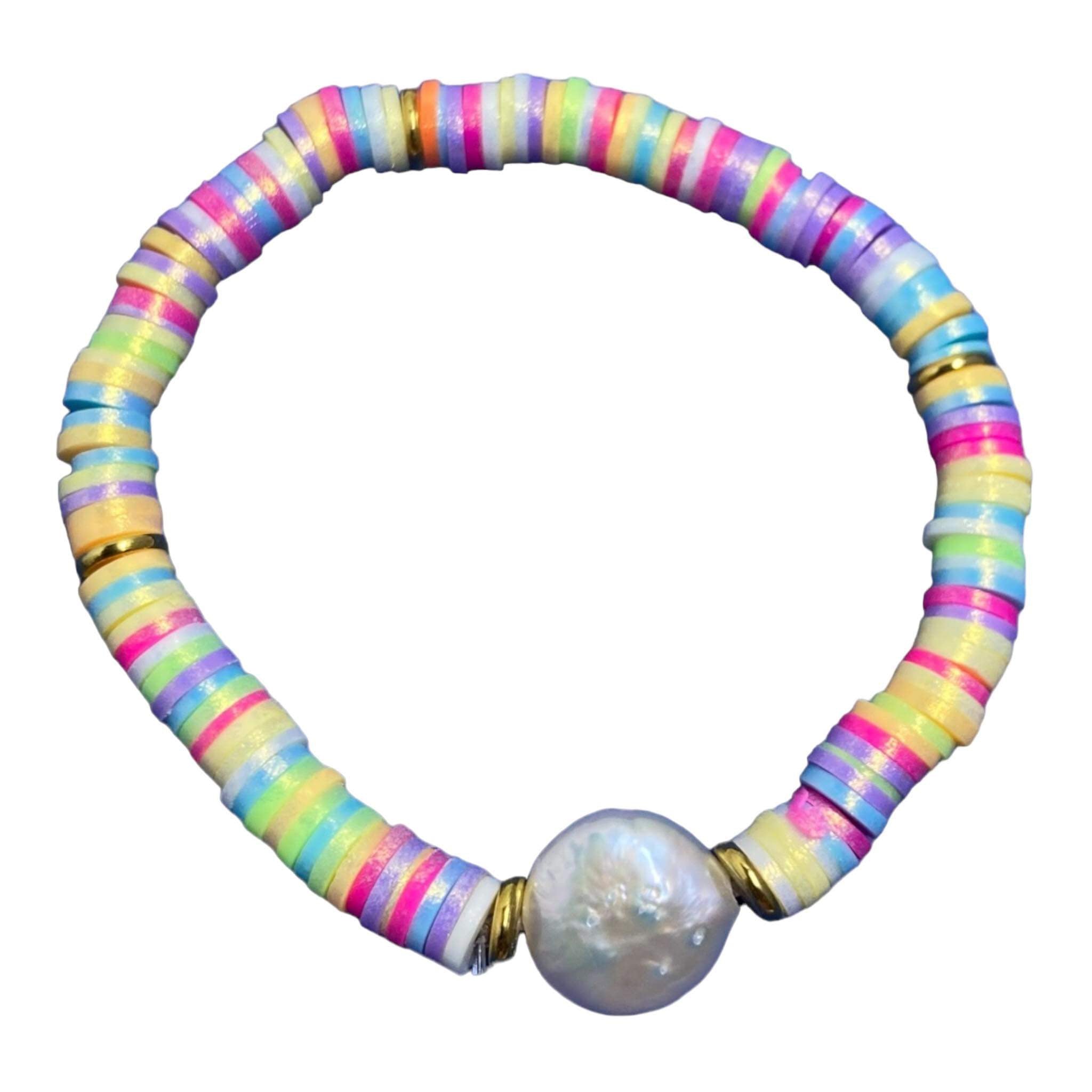 Baroque Pearl Bracelet, Freshwater Pearls, Elasticised, Creamy White Pearls  | GemzAustralia